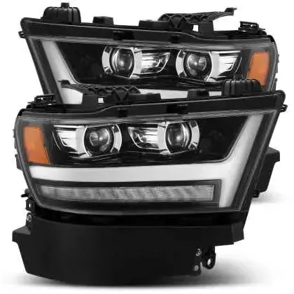 Alpharex 19-23 Ram 1500 Pro-Series Proj Headlight Plank Style Blk W/Activ Light/Seq Signal/Plank Drl 1