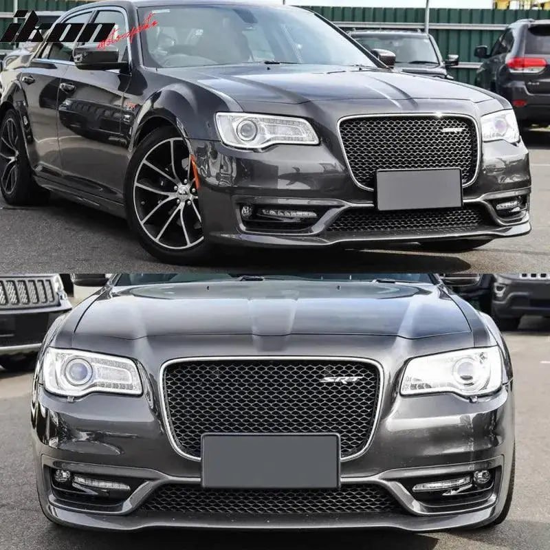 Ikon Motorsports 2015-2023 Chrysler 300 S Model Front Bumper Cover+Grill No Sensor Hole 2
