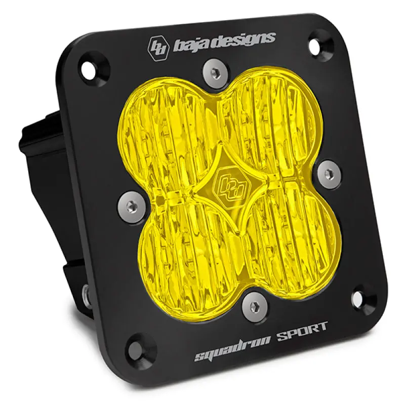 Baja Designs Squadron Sport Black Wide Cornering Pattern Flush Mount Led Light Pod - Amber 1