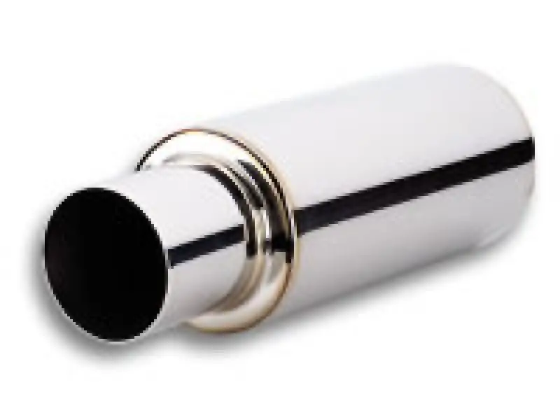 Vibrant Tpv Turbo Round Muffler (23In Long) With 4In Round Tip Straight Cut - 3In Inlet I.D. 1