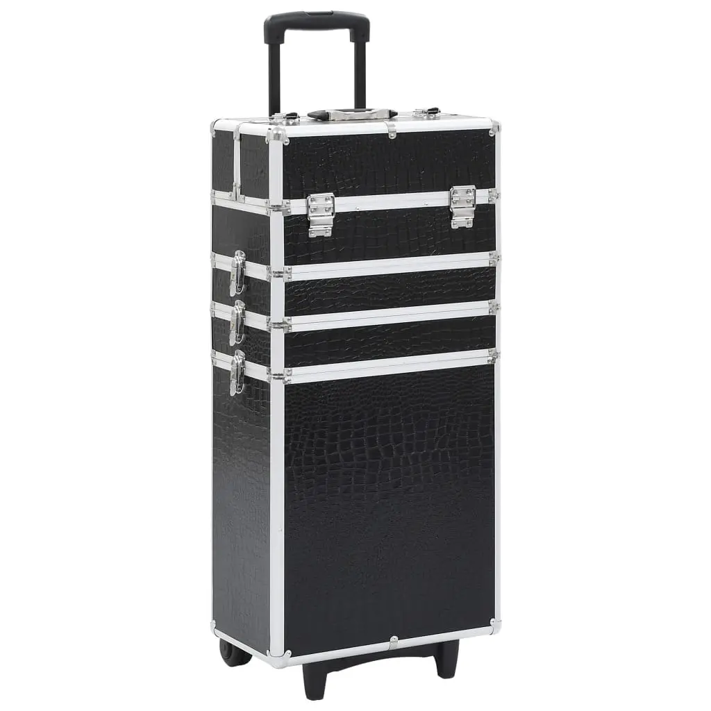 Vidaxl Make-Up Trolley Aluminium Zwart Met Krokodillenpatroon 1