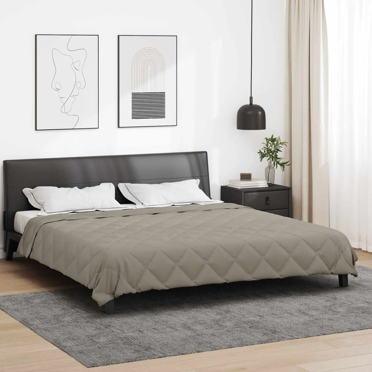 Vidaxl Zomer Dekbed Lichtgrijs 240 X 260 Cm Microfiber 1