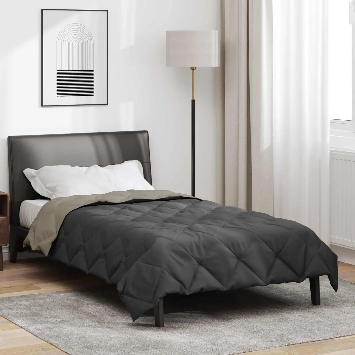 Vidaxl Zomer Dekbed Lichtgrijs En Antraciet 220 X 140 Cm Microfiber 1