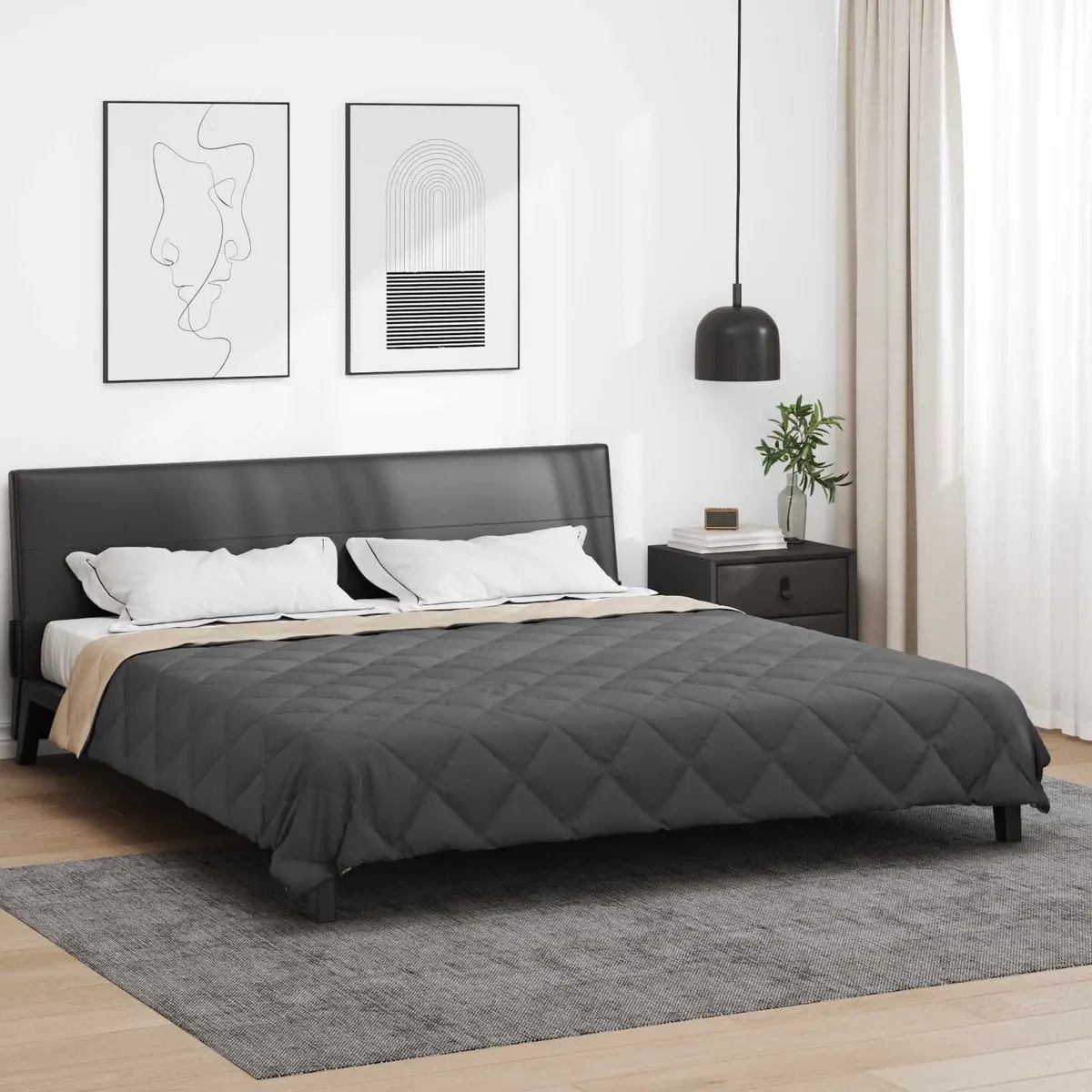Vidaxl Vol Jaar Dekbed Antraciet En Taupe 200 X 200 Cm Microfiber 1