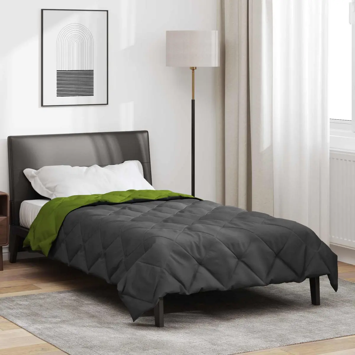 Vidaxl Vol Jaar Dekbed Groen En Antraciet 200 X 135 Cm Microfiber 1