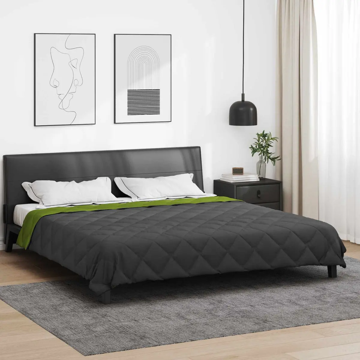 Vidaxl Vol Jaar Dekbed Groen En Antraciet 200 X 200 Cm Microfiber 1
