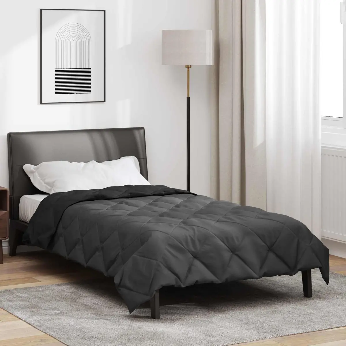 Vidaxl Vol Jaar Dekbed Zwart En Anthraciet 200 X 135 Cm Microfiber 1