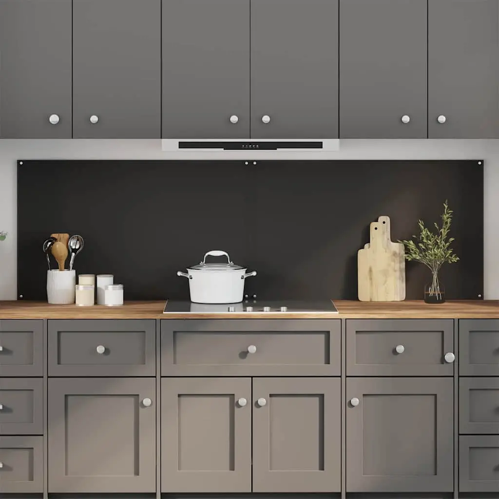 Vidaxl Keuken Spatscherm 2 Pcs Zwart 100 X 60 Cm Gehard Glas 1