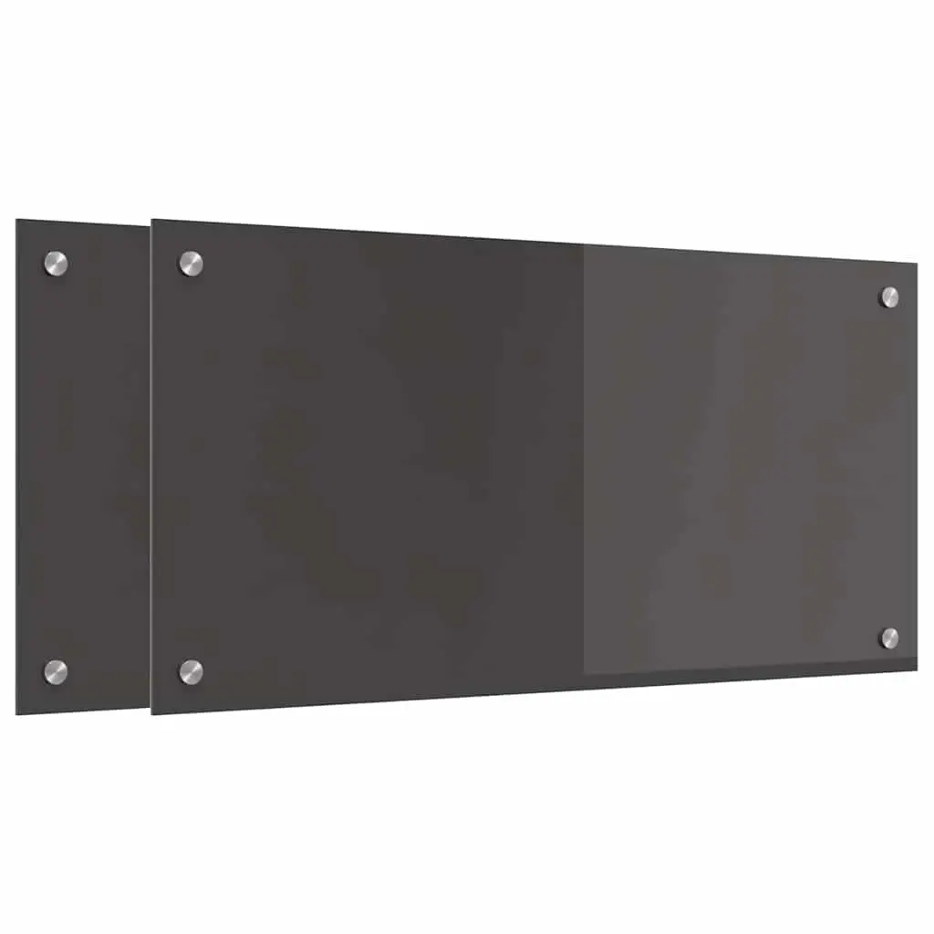 Vidaxl Keuken Spatscherm 2 Pcs Donkergrijs 80 X 40 Cm Gehard Glas 2