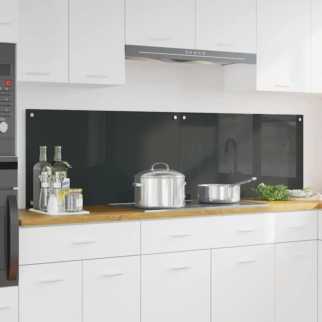 Vidaxl Keuken Spatscherm 2 Pcs Donkergrijs 90 X 50 Cm Gehard Glas 1