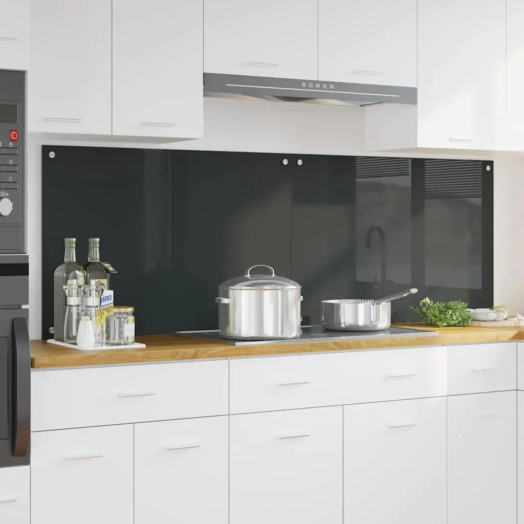 Vidaxl Keuken Spatscherm 2 Pcs Donkergrijs 90 X 60 Cm Gehard Glas 1