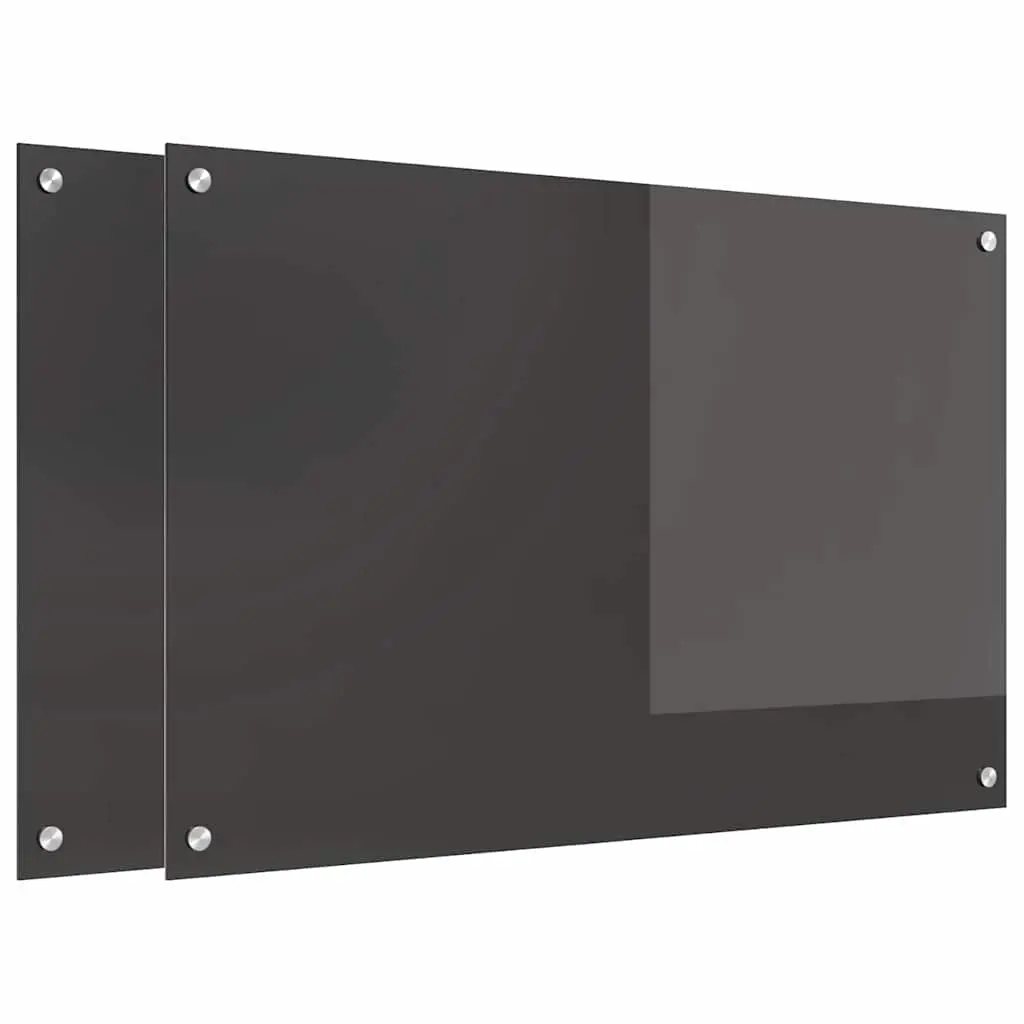 Vidaxl Keuken Spatscherm 2 Pcs Donkergrijs 90 X 60 Cm Gehard Glas 2
