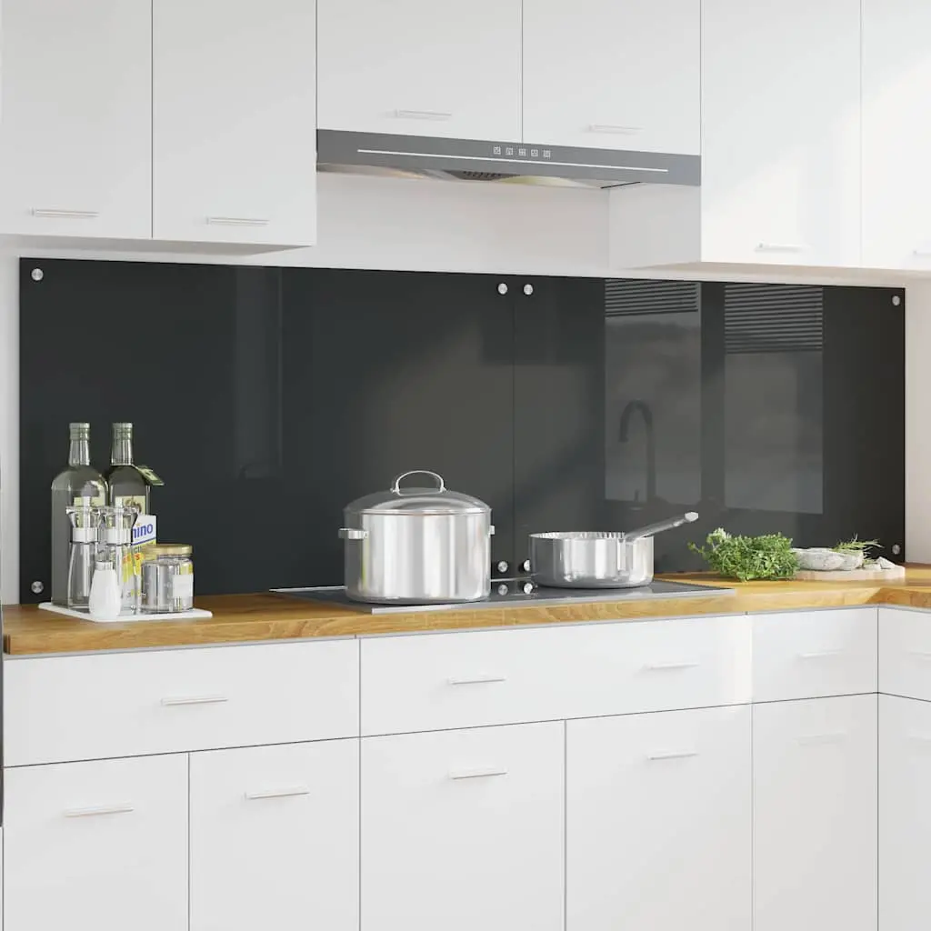 Vidaxl Keuken Spatscherm 2 Pcs Donkergrijs 100 X 60 Cm Gehard Glas 1