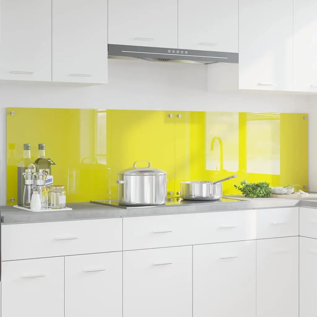 Vidaxl Keuken Spatscherm 2 Pcs Geel 100 X 50 Cm Gehard Glas 1