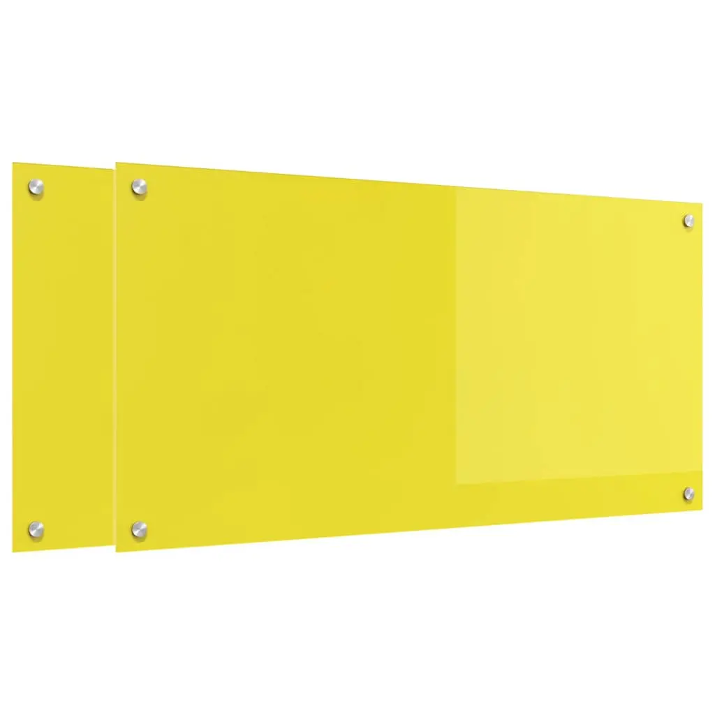 Vidaxl Keuken Spatscherm 2 Pcs Geel 100 X 50 Cm Gehard Glas 2