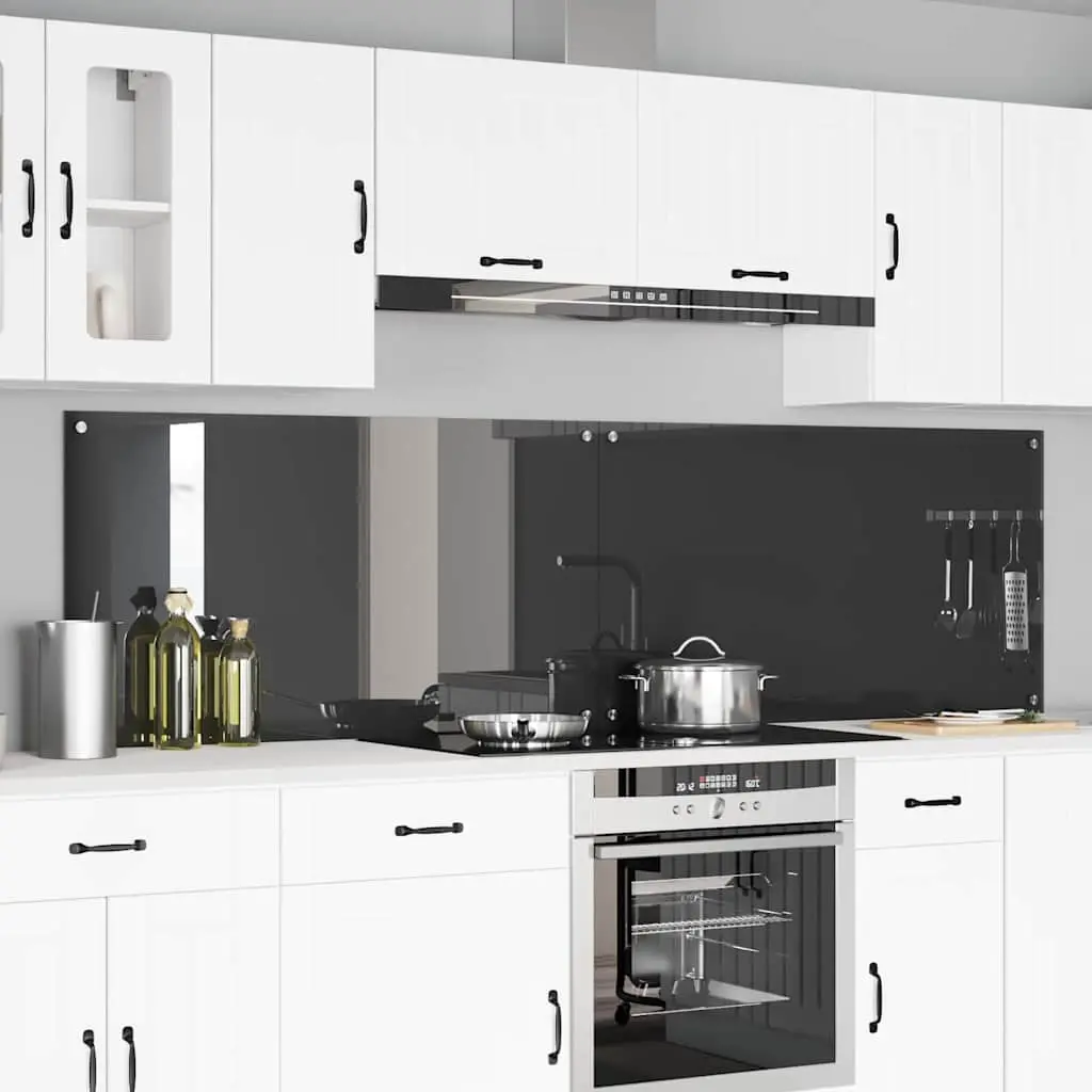 Vidaxl Keuken Spatscherm 2 Pcs Donkergrijs 110 X 60 Cm Gehard Glas 1