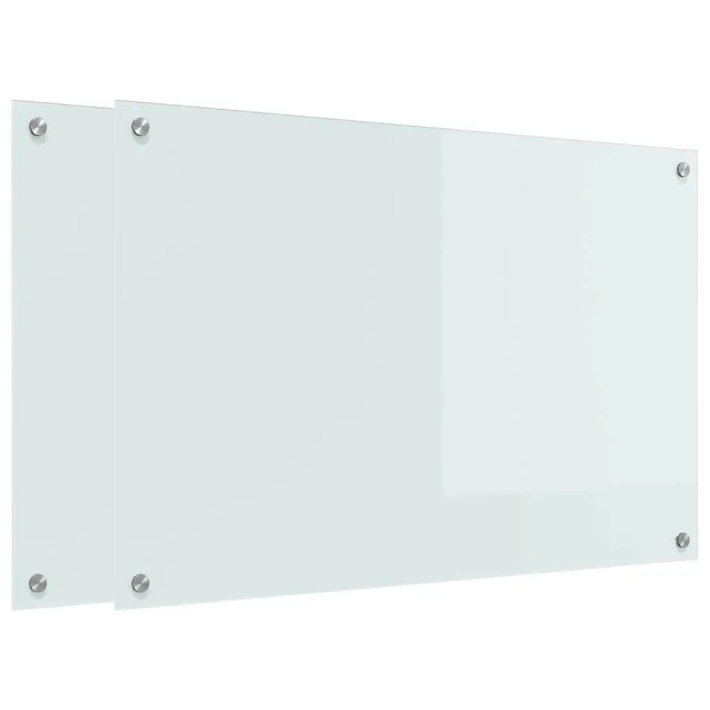 Vidaxl Keuken Achterwand 2 Pcs Wit 90 X 60 Cm Gehard Glas 2