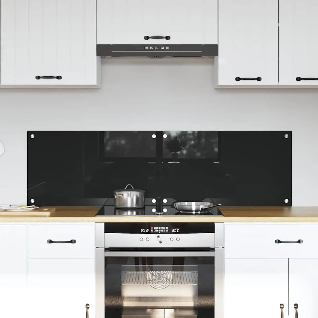 Vidaxl Keuken Achterwand 2 Pcs Zwart 70 X 40 Cm Gehard Glas 1