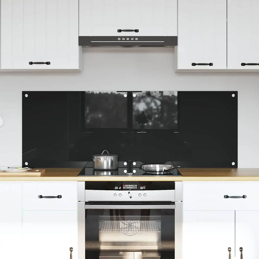 Vidaxl Keuken Achterwand 2 Pcs Zwart 70 X 50 Cm Gehard Glas 1