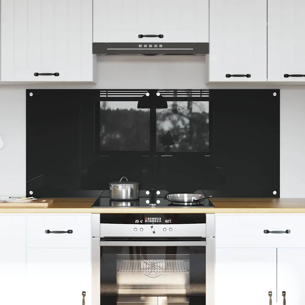 Vidaxl Keuken Achterwand 2 Pcs Zwart 70 X 60 Cm Gehard Glas 1