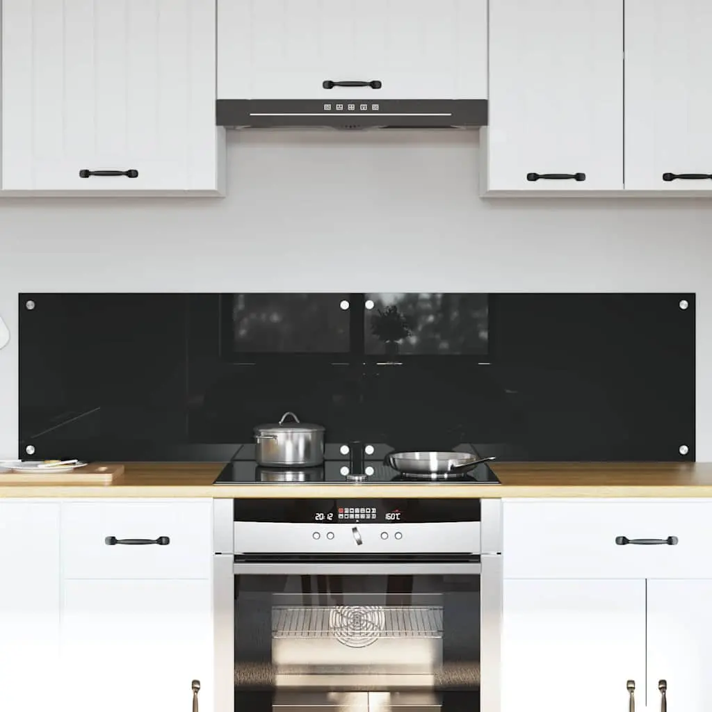 Vidaxl Keuken Achterwand 2 Pcs Zwart 80 X 40 Cm Gehard Glas 1