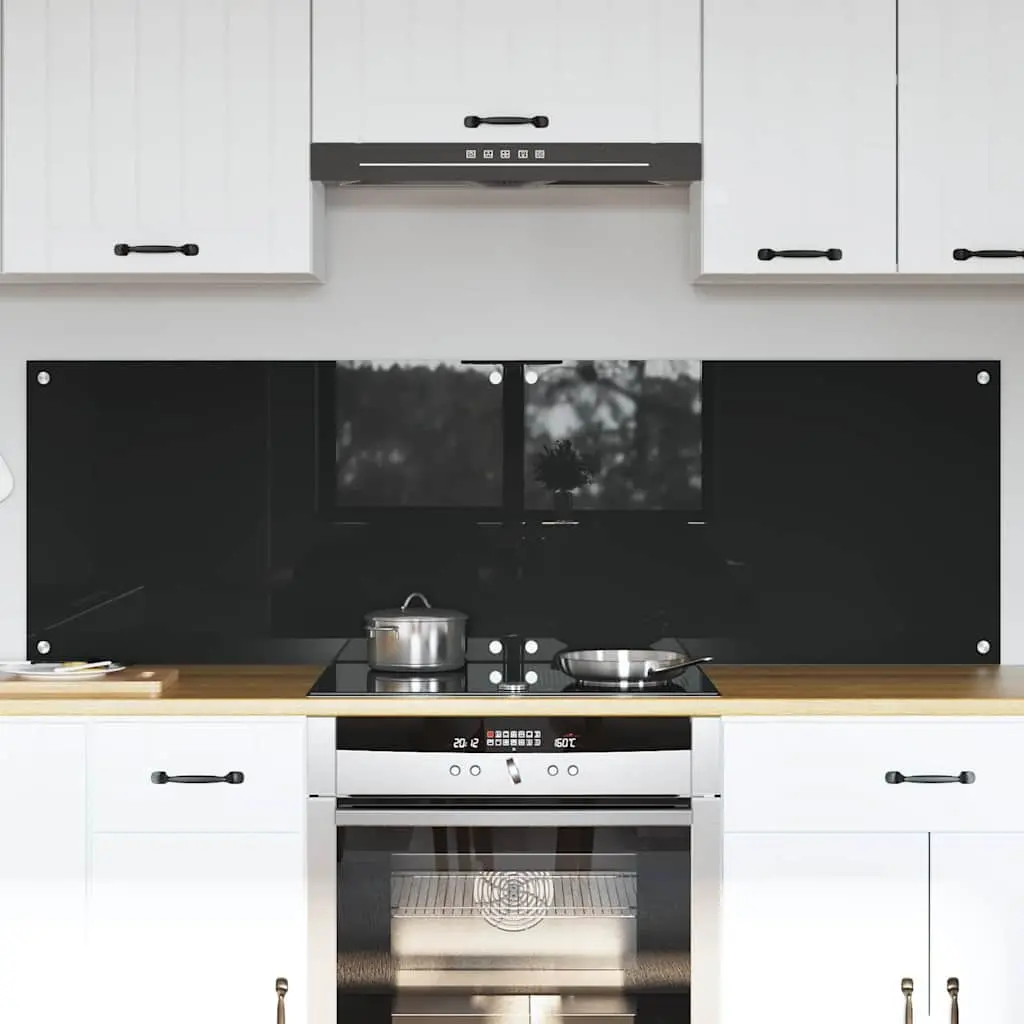 Vidaxl Keuken Achterwand 2 Pcs Zwart 80 X 50 Cm Gehard Glas 1