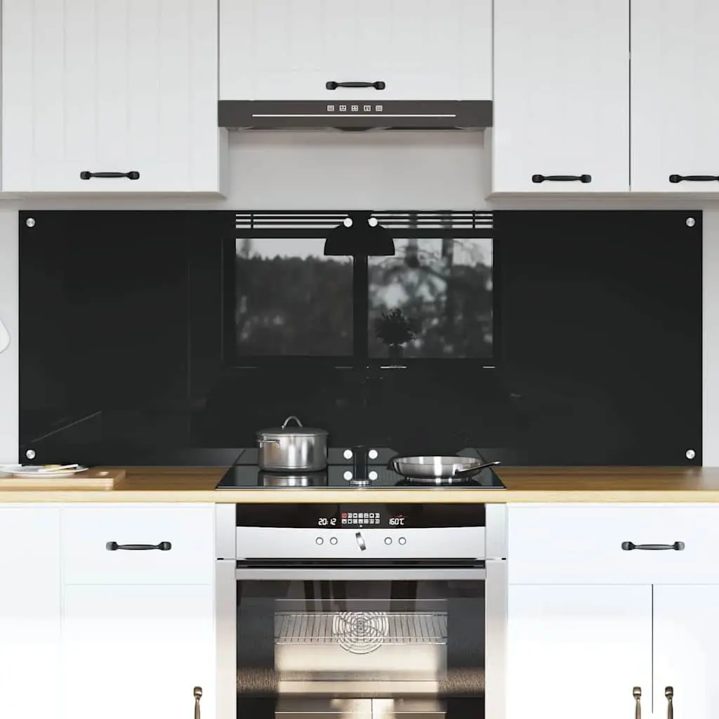 Vidaxl Keuken Achterwand 2 Pcs Zwart 80 X 60 Cm Gehard Glas 1