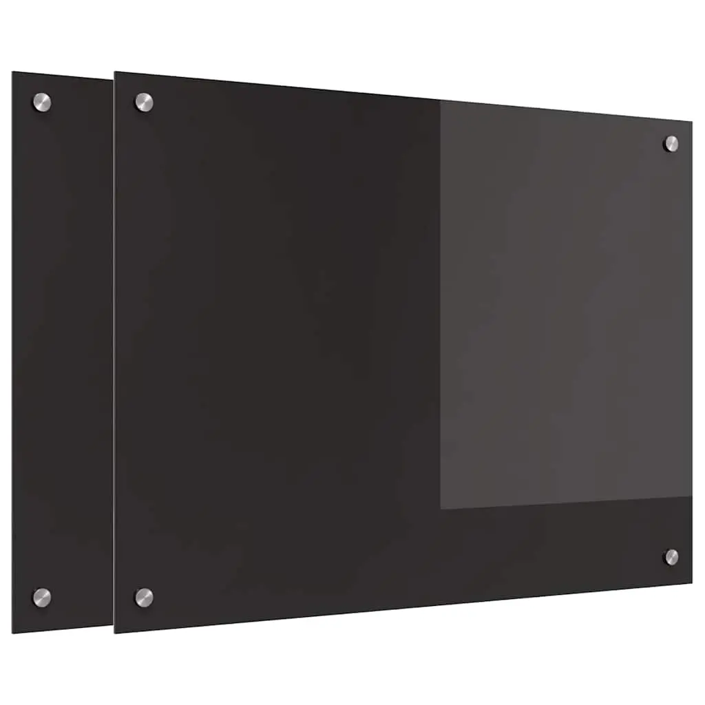 Vidaxl Keuken Achterwand 2 Pcs Zwart 80 X 60 Cm Gehard Glas 2