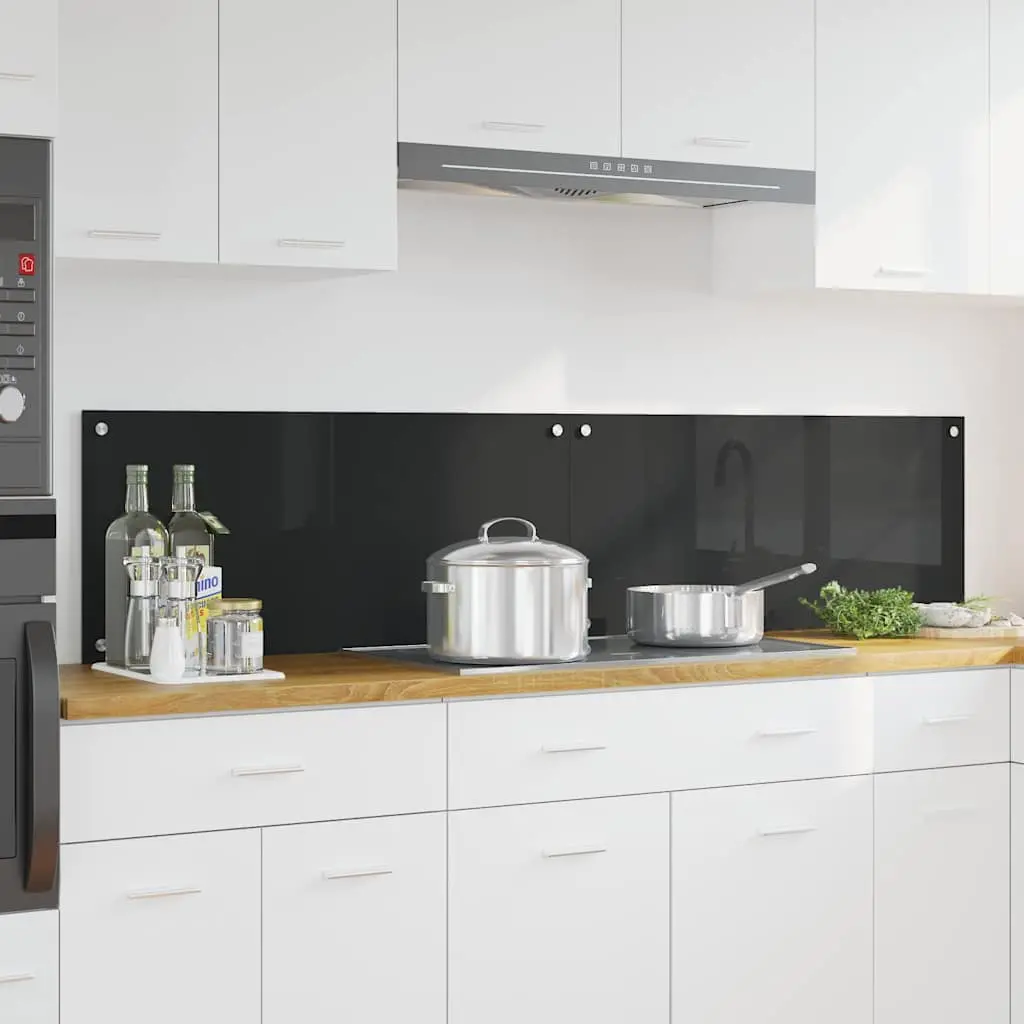 Vidaxl Keuken Achterwand 2 Pcs Zwart 90 X 40 Cm Gehard Glas 1