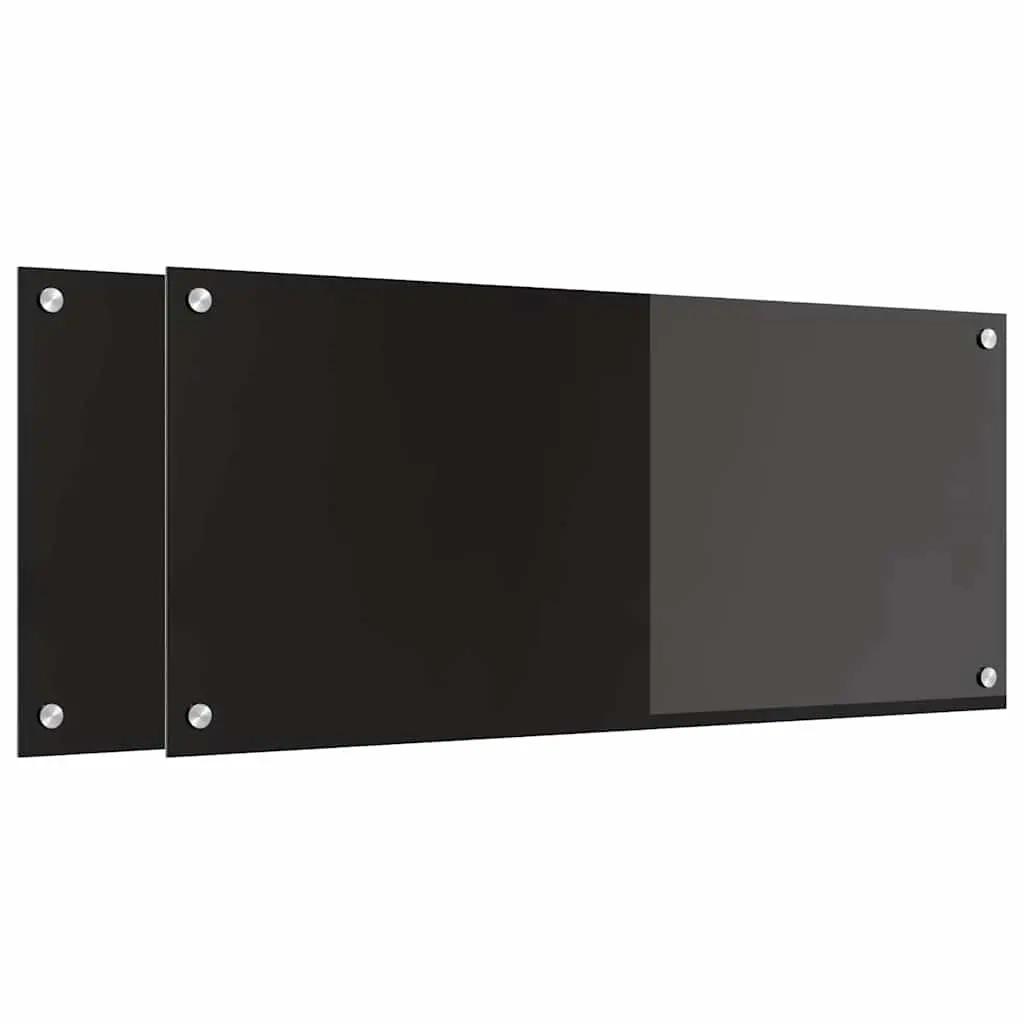Vidaxl Keuken Achterwand 2 Pcs Zwart 90 X 40 Cm Gehard Glas 2