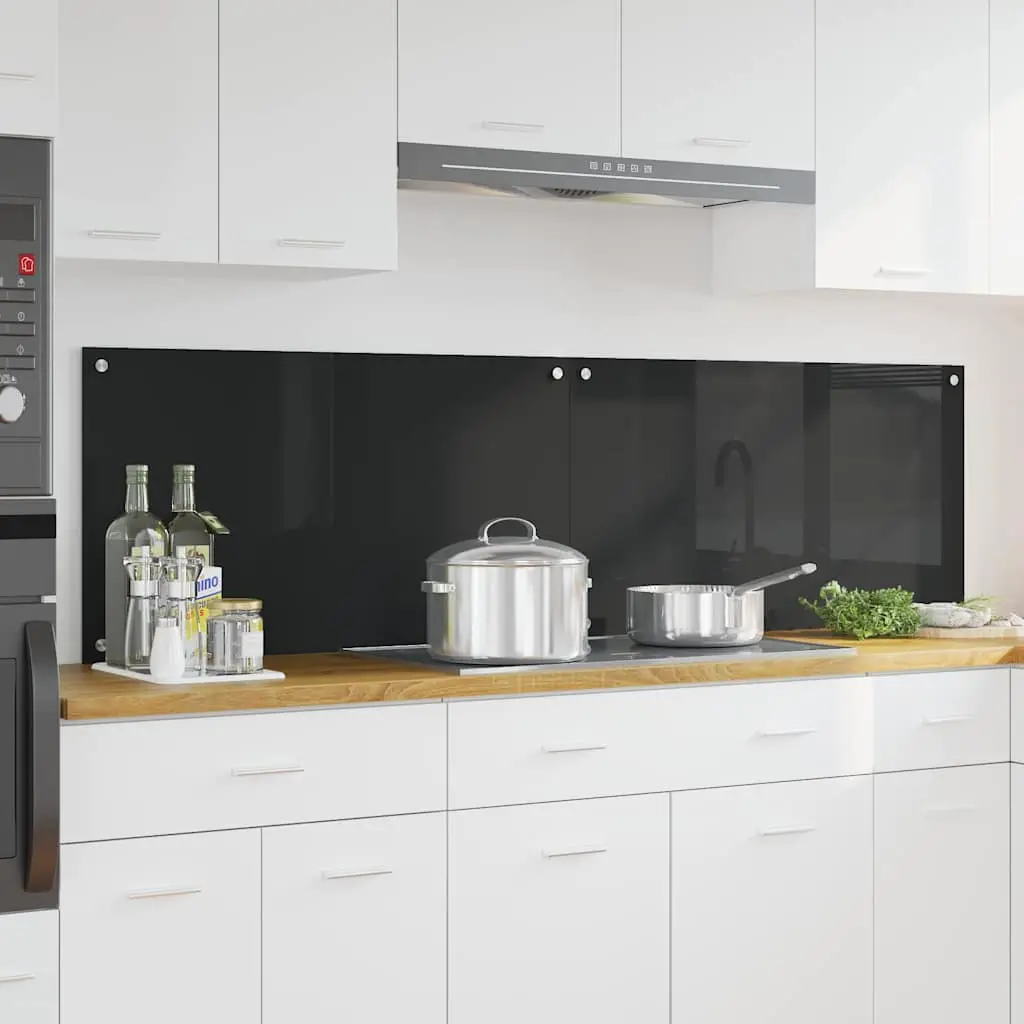 Vidaxl Keuken Achterwand 2 Pcs Zwart 90 X 50 Cm Gehard Glas 1