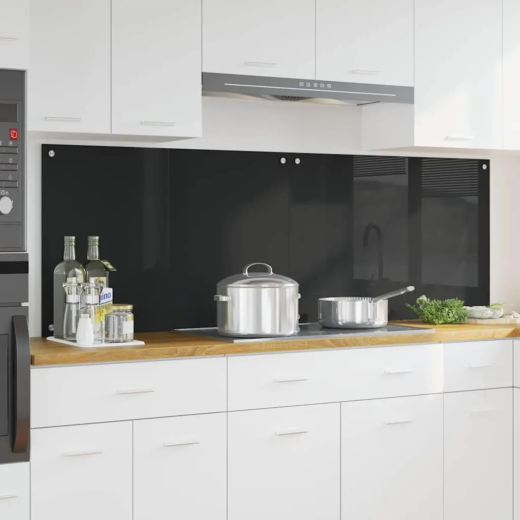 Vidaxl Keuken Achterwand 2 Pcs Zwart 90 X 60 Cm Gehard Glas 1