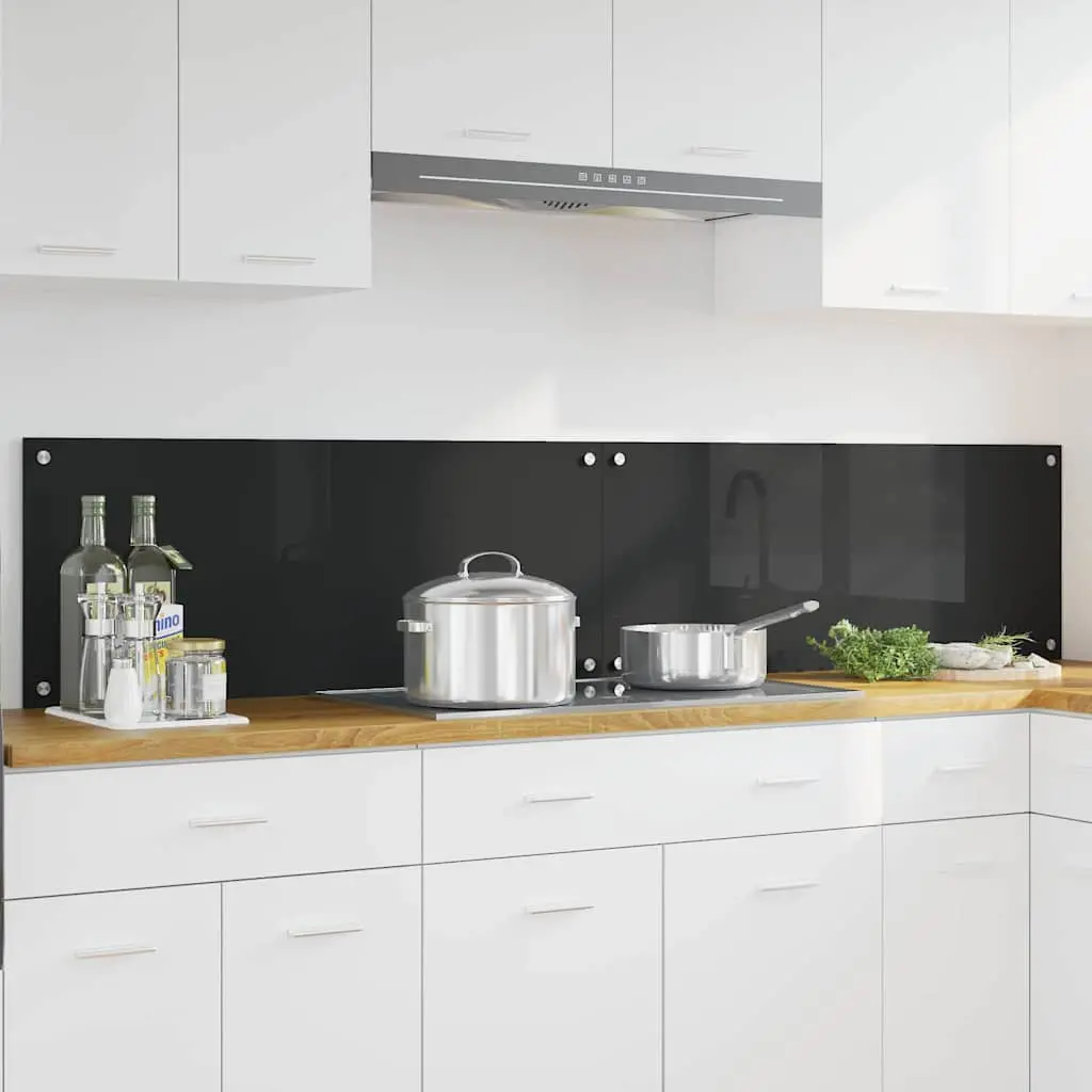 Vidaxl Keuken Achterwand 2 Pcs Zwart 100 X 40 Cm Gehard Glas 1