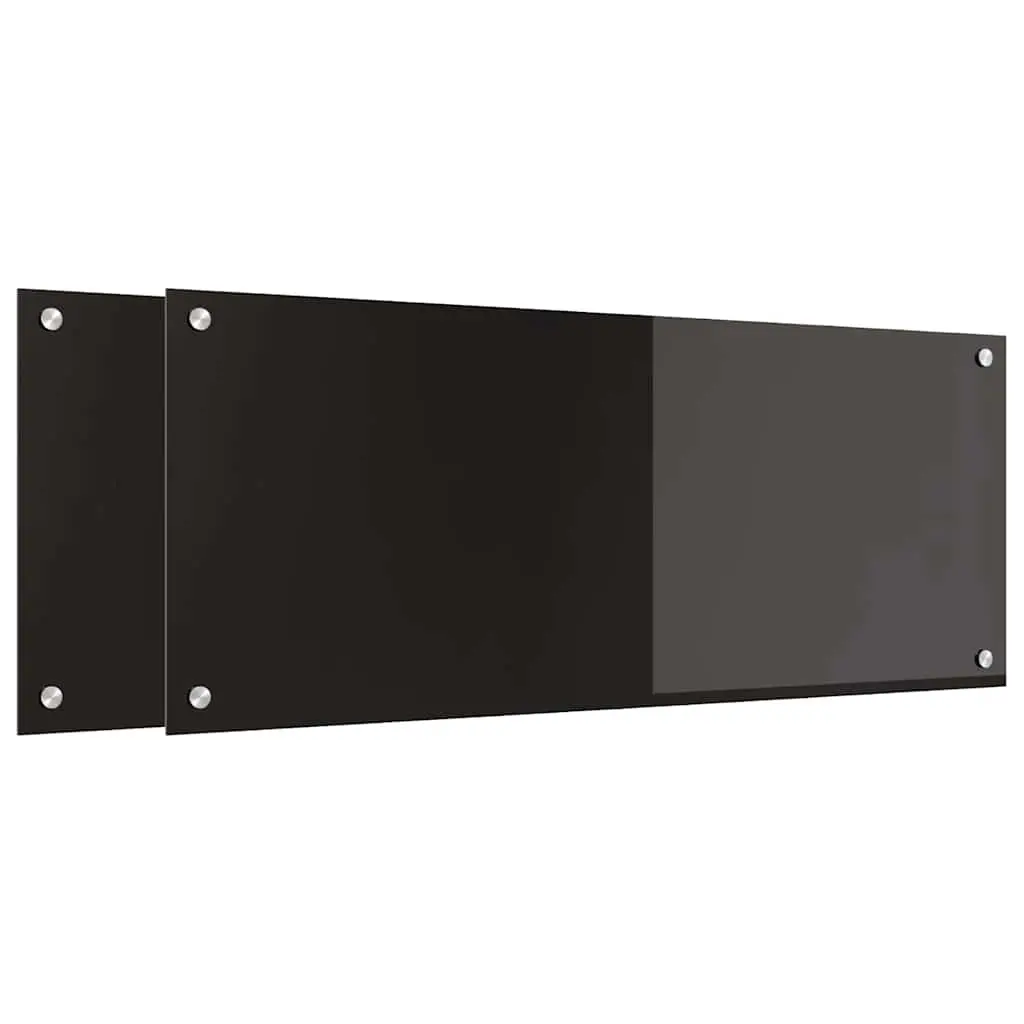 Vidaxl Keuken Achterwand 2 Pcs Zwart 100 X 40 Cm Gehard Glas 2