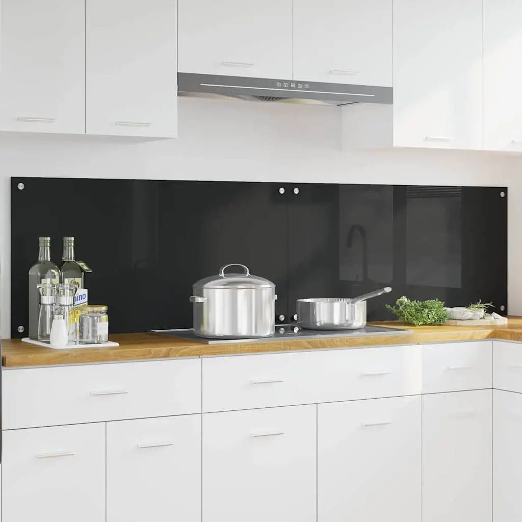 Vidaxl Keuken Achterwand 2 Pcs Zwart 100 X 50 Cm Gehard Glas 1