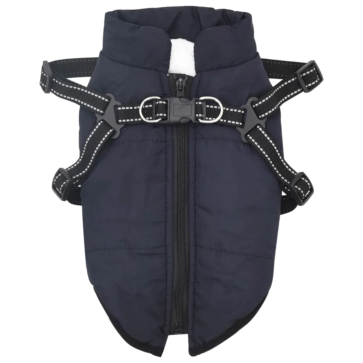 Vidaxl Hondenjas Met Harnas Marineblauw L Fleece En Polyester 2