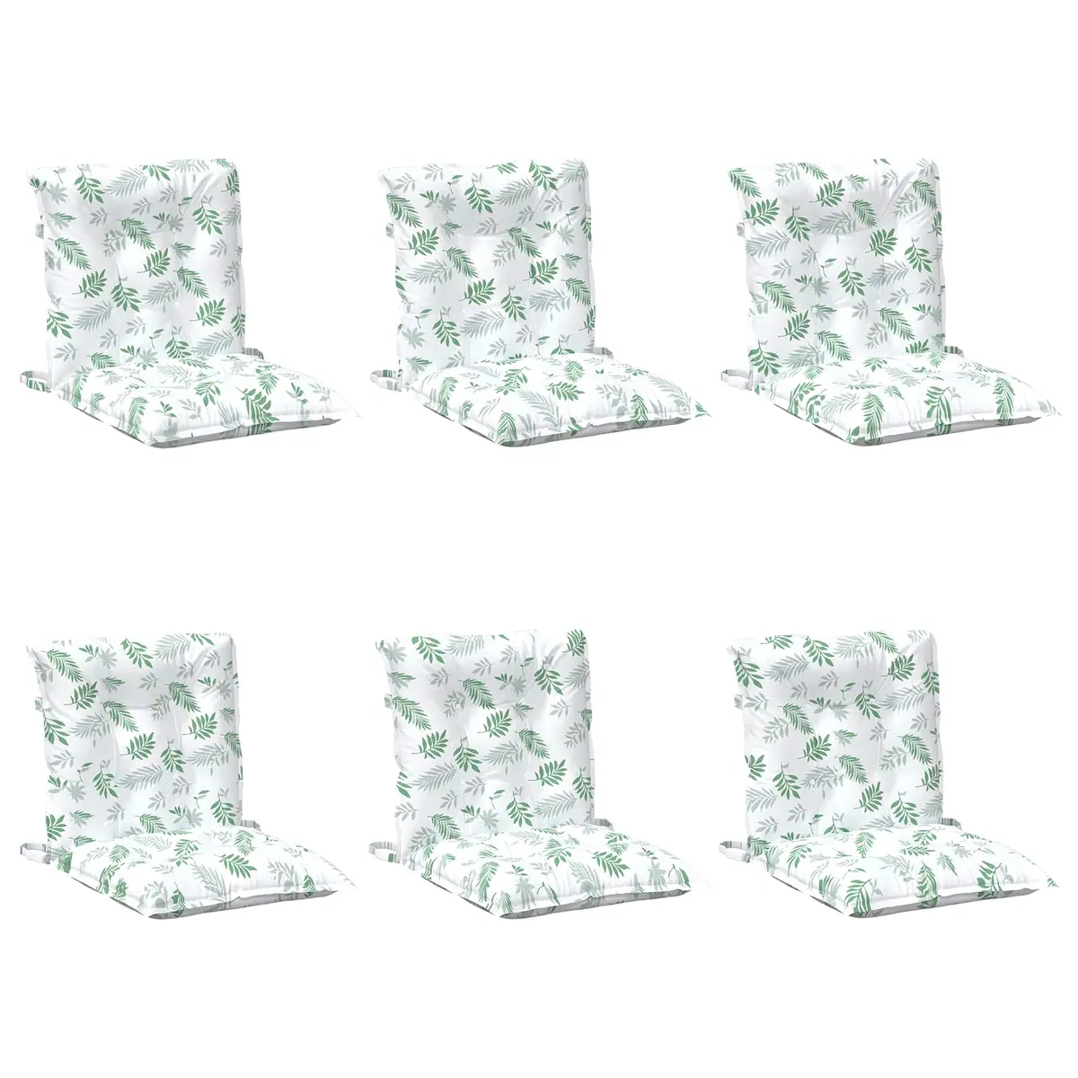 Vidaxl Lowback Stoelkussen Blad 6 Pcs Wit 100 X 50 X 7 Cm Oxford 2