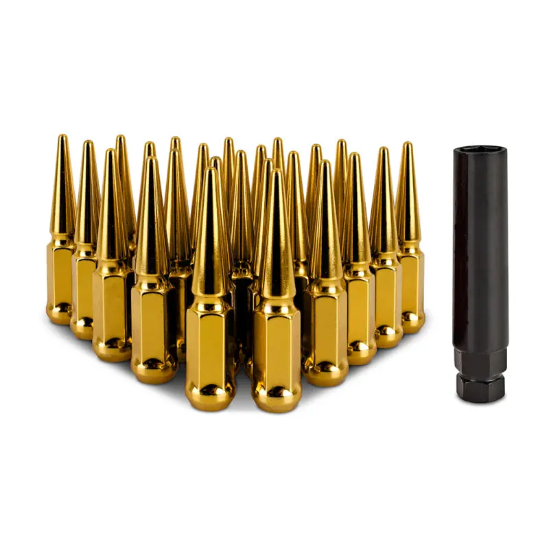 Mishimoto Mishimoto Steel Spiked Lug Nuts M14 X 1.5 24Pc Set Gold 1
