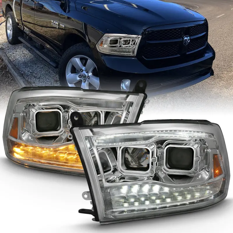 Anzo 2009-2018 Dodge Ram 1500 Projector H.L. Switchback Chrome Amber 1