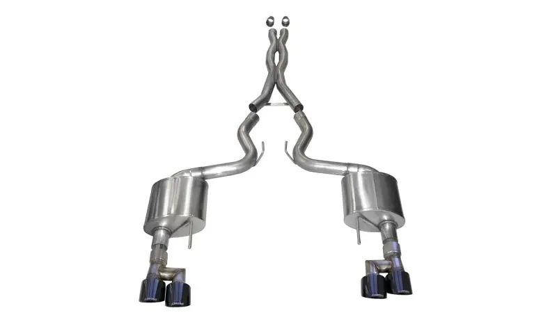 Corsa 18-23 Ford Mustang 5.0L V8 3In Sport Cat-Back Dual Rear Exit W/ 4In Black Pvd Pro-Series Tips 1