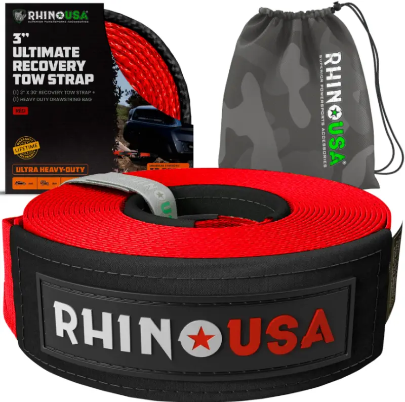 Rhino Usa Ultimate Recovery Tow Strap 3In X 20Ft - Red 1