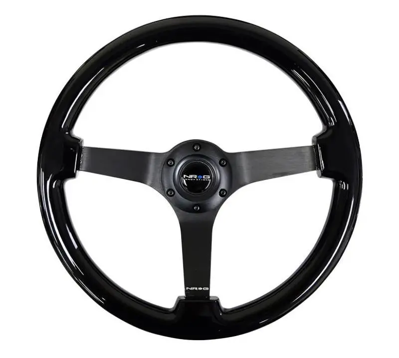 Nrg Reinforced Steering Wheel Classic Wood Grain (350Mm / 3In. Deep) Matte Black Solid 3-Spoke 1