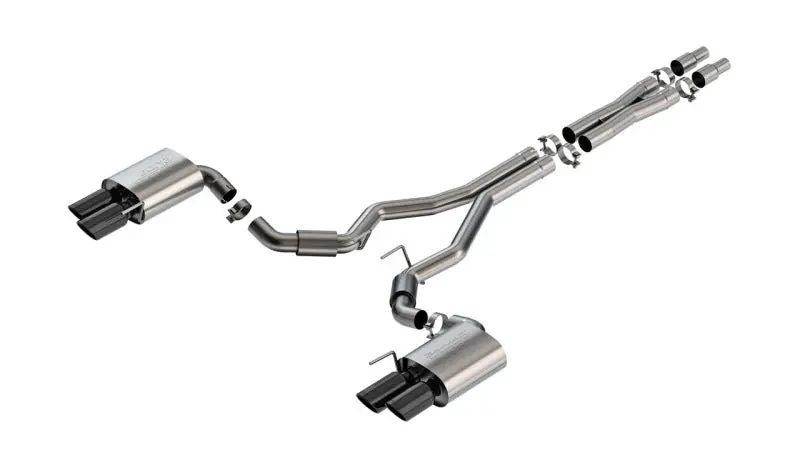 Borla 2024 Ford Mustang Gt 5.0L V8 3 In S-Type Catback Non-Active Exhaust- Black Chrome Quad Tip 1
