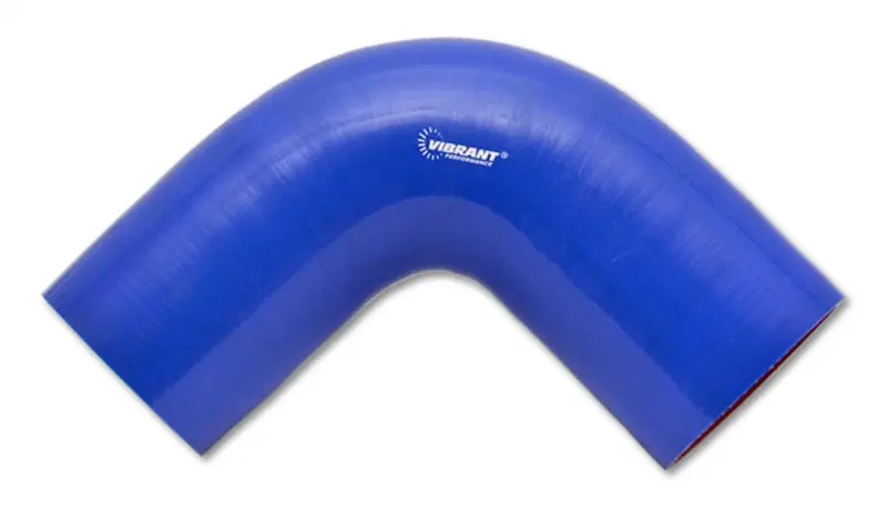 Vibrant 4 Ply Reinforced Silicone Elbow Connector - 2.5In I.D. - 90 Deg. Elbow (Blue) 1
