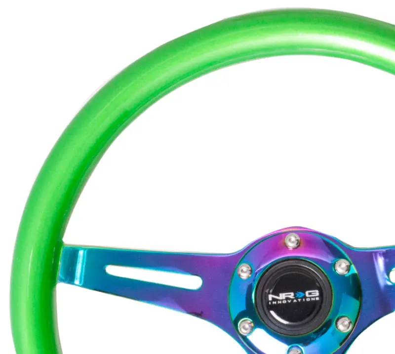 Nrg Classic Wood Grain Steering Wheel (350Mm) Green Pearl/Flake Paint W/Neochrome 3-Spoke Center 1