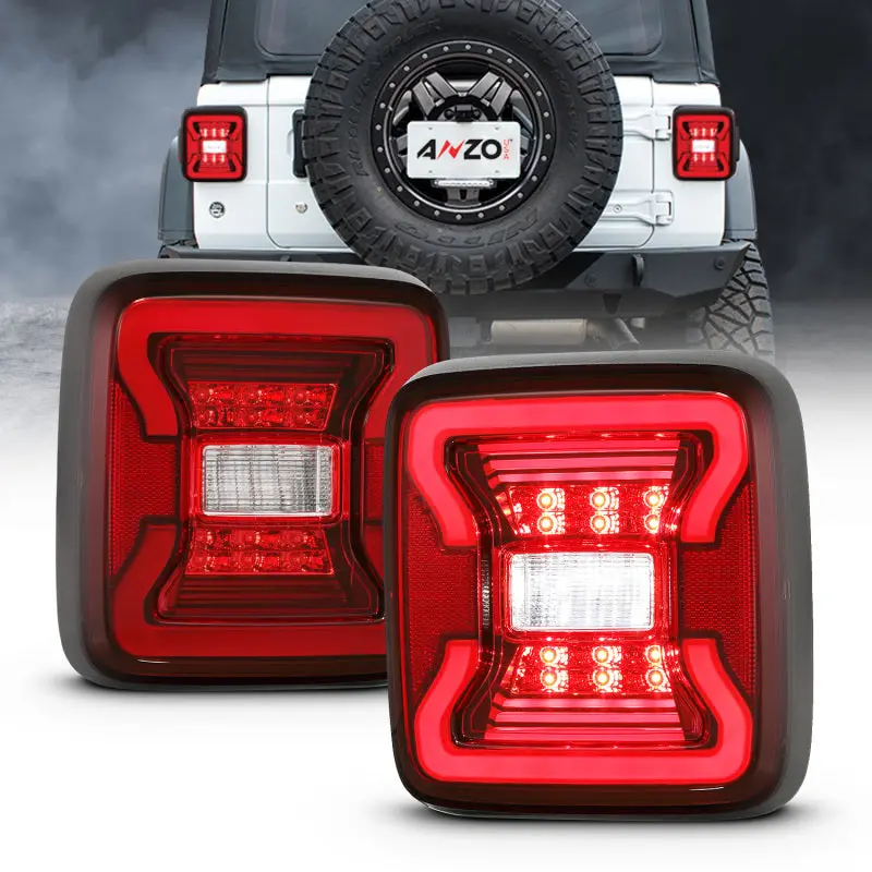 Anzo 18-19 Jeep Wrangler Jl Led Taillights Black 1