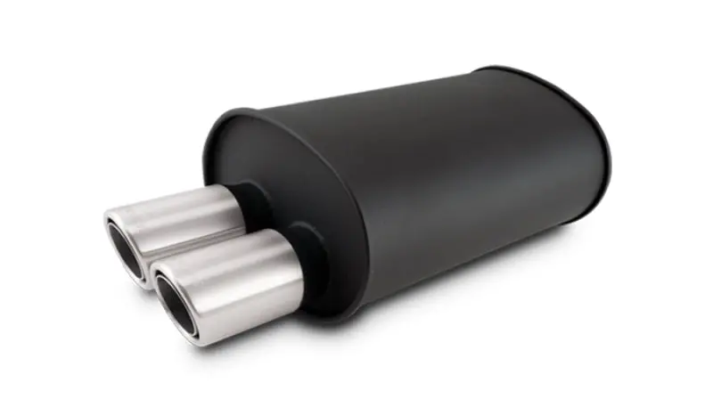 Vibrant Streetpower Flat Blk Muffler 9.5X6.75X15in Body 2.5In Inlet Id 3In Tip Od W/Dual Angle Tips 1
