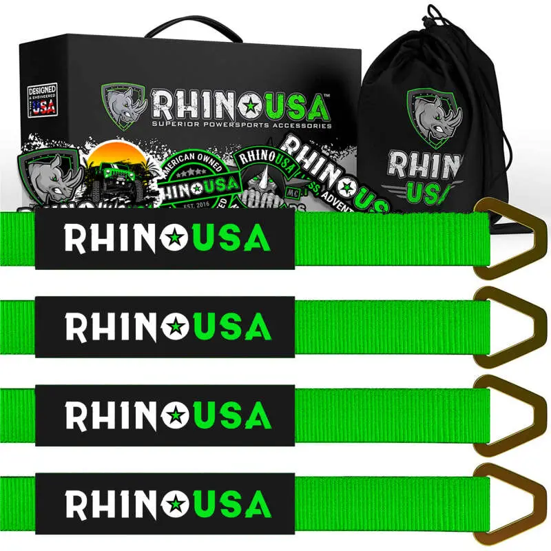 Rhino Usa Axle Tie Down Straps (4-Pack) 2In X 38In - Green 1