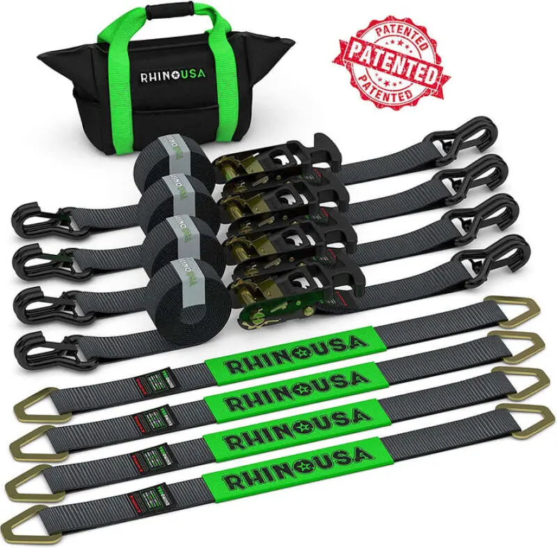 Rhino Usa Heavy Duty Vehicle Tie Down Kit - Black 1