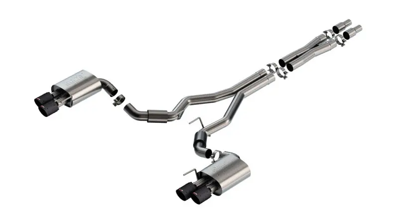 Borla 2024 Ford Mustang Gt 5.0L V8 3 In Atak Catback Non-Active Exhaust- Carbon Fiber Quad Tip 1